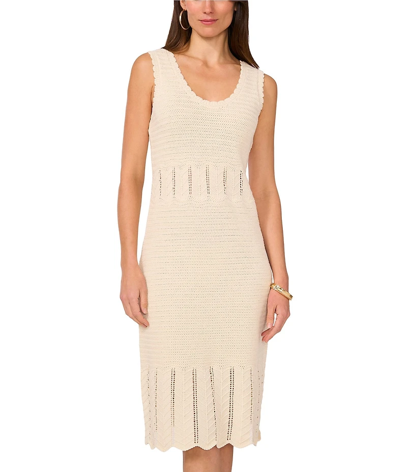 Vince Camuto Knit Scoop Neck Sleeveless Knee Length Sheath Dress
