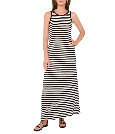 Vince Camuto Knit Striped Crew Neck Sleeveless Shift Dress