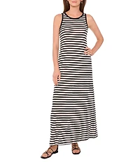 Vince Camuto Knit Striped Crew Neck Sleeveless Shift Dress