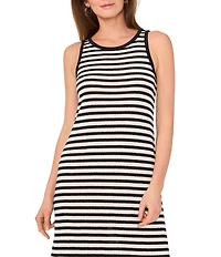 Vince Camuto Knit Striped Crew Neck Sleeveless Shift Dress