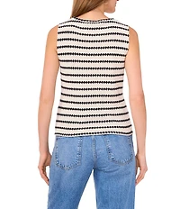 Vince Camuto Knit Striped Crew Neck Sleeveless Top