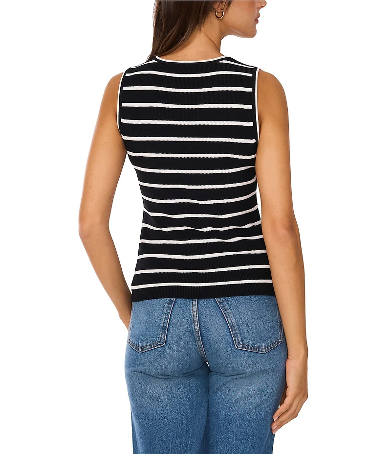 Vince Camuto Knit Striped Crew Neckline Sleeveless Tank
