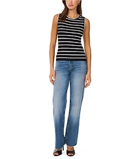 Vince Camuto Knit Striped Crew Neckline Sleeveless Tank