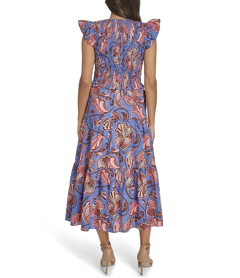 Vince Camuto Knit V-Neck Cap Sleeve Midi Dress