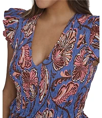 Vince Camuto Knit V-Neck Cap Sleeve Midi Dress