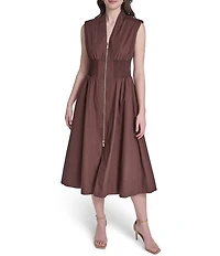 Vince Camuto Knit V-Neck Cap Sleeve Zipper Front Dress