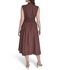 Vince Camuto Knit V-Neck Cap Sleeve Zipper Front Dress