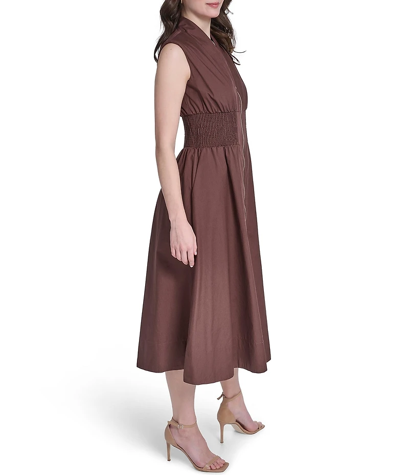 Vince Camuto Knit V-Neck Cap Sleeve Zipper Front Dress