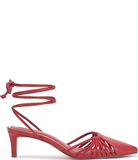 Vince Camuto Kota Leather Ankle Wrap Kitten Heel Pumps