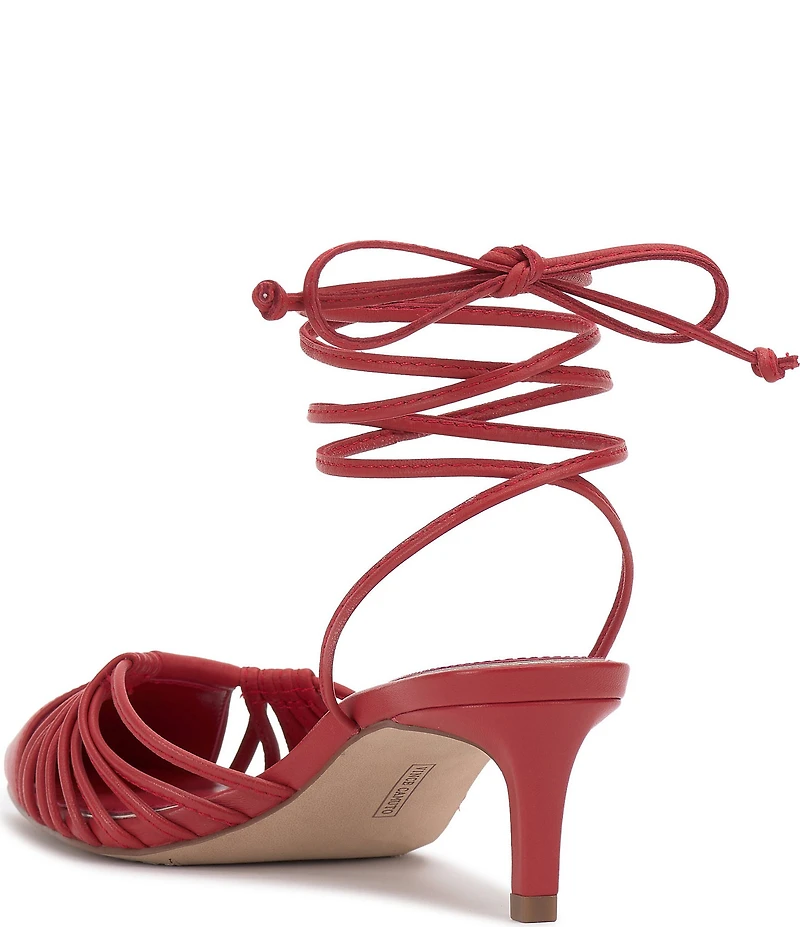 Vince Camuto Kota Leather Ankle Wrap Kitten Heel Pumps