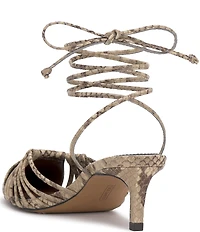 Vince Camuto Kota Leather Snake Print Ankle Wrap Kitten Heel Pumps