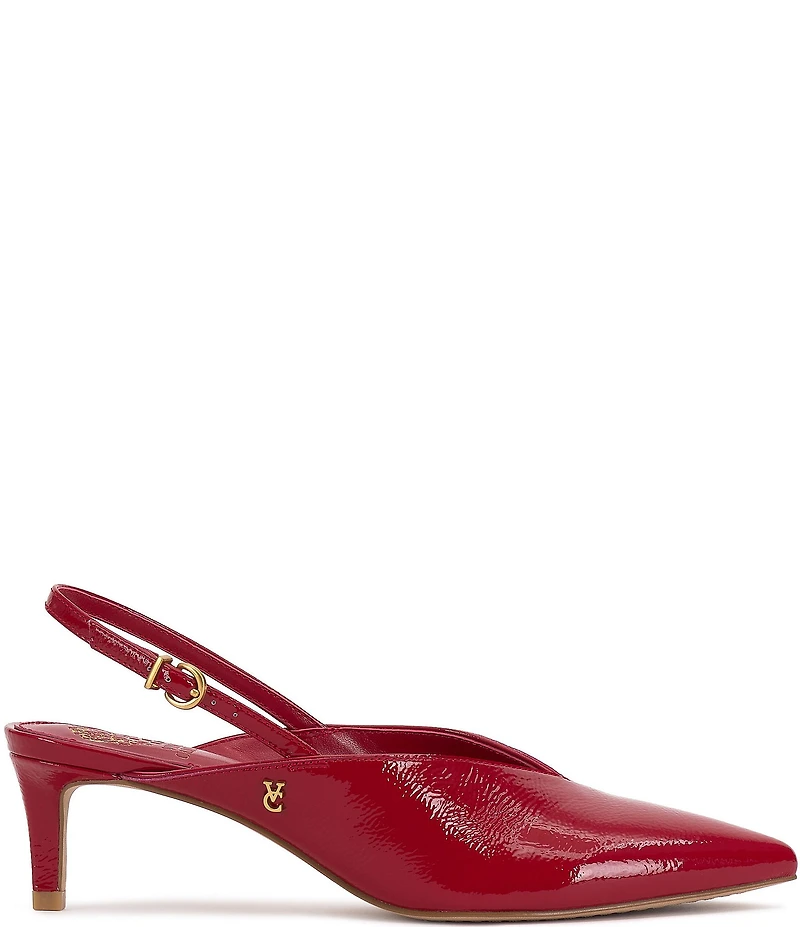 Vince Camuto Kylien Crinkle Patent Leather Slingback Kitten Heel Pumps