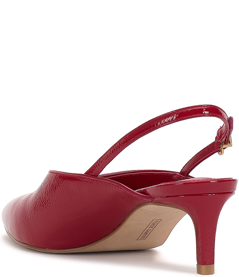 Vince Camuto Kylien Crinkle Patent Leather Slingback Kitten Heel Pumps