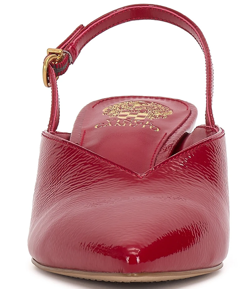 Vince Camuto Kylien Crinkle Patent Leather Slingback Kitten Heel Pumps