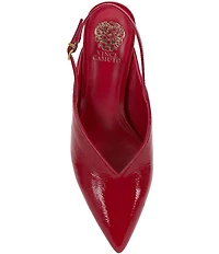 Vince Camuto Kylien Crinkle Patent Leather Slingback Kitten Heel Pumps