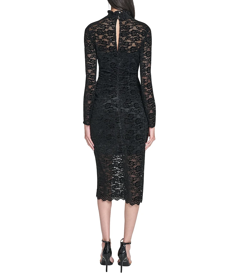 Vince Camuto Lace Mock Neck Long Sleeve Midi Dress