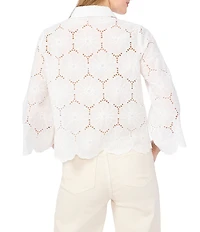 Vince Camuto Lace Point Collar Long Sleeve Button Down Blouse