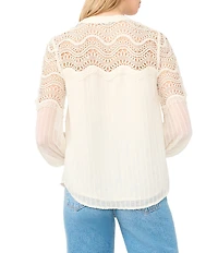 Vince Camuto Lace Split V-Neck Long Sleeve Blouse