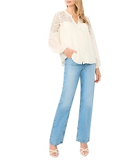 Vince Camuto Lace Split V-Neck Long Sleeve Blouse