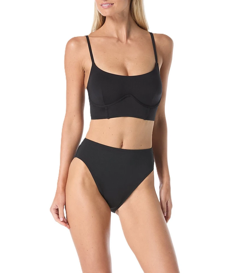 Vince Camuto Lace Up Back Scoop Neck Underwire Corset Bikini Swim Top