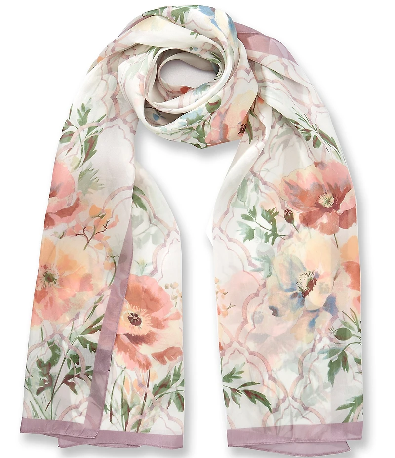 Vince Camuto Lattice Floral Oblong Scarf