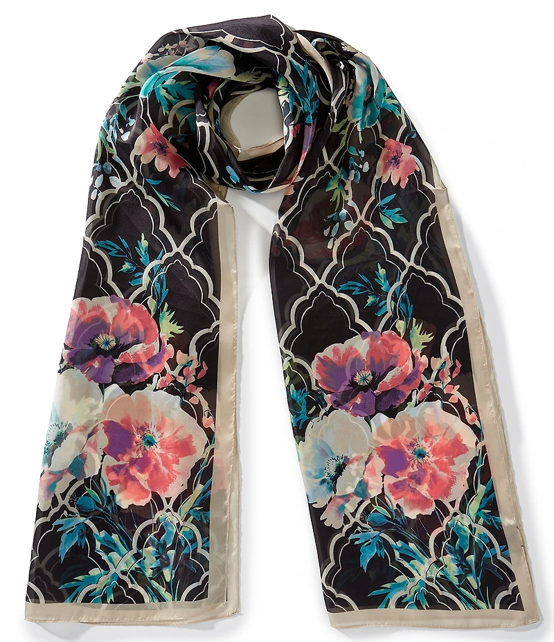 Vince Camuto Lattice Floral Oblong Scarf