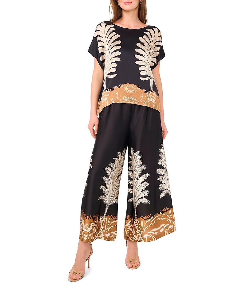 Vince Camuto Leaf Print Wide Leg Ankle Coordinating Pants