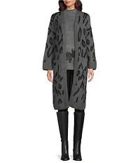 Vince Camuto Leopard Print Long Sleeve Open Front Cardigan