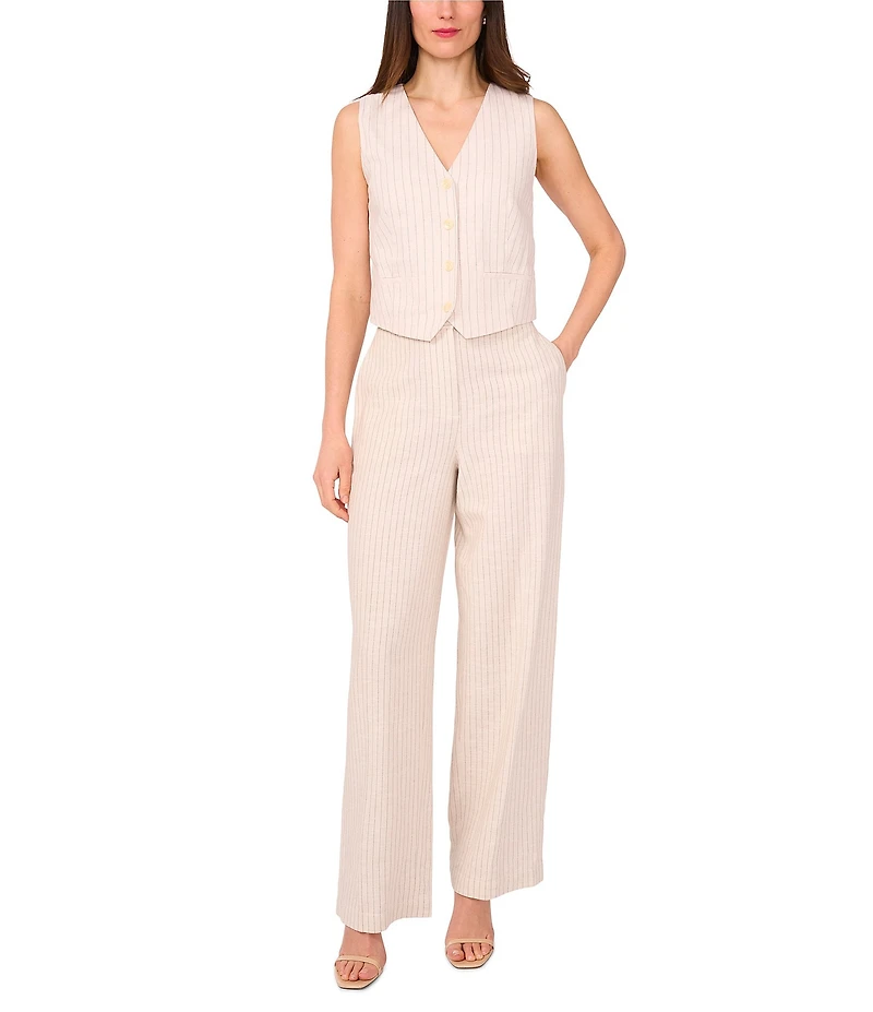 Vince Camuto Linen Blend Wide Leg Striped Pants