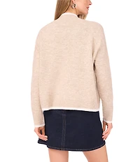 Vince Camuto Long Sleeve Mock Neckline Contrast Trim Sweater