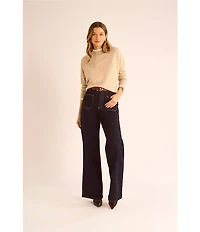 Vince Camuto Long Sleeve Mock Neckline Contrast Trim Sweater