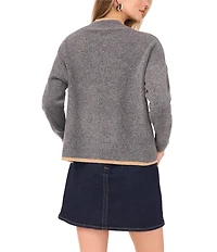 Vince Camuto Long Sleeve Mock Neckline Contrast Trim Sweater