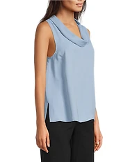 Vince Camuto Luxe Crepe de Chine Sleeveless Cowl Neck Tank Top