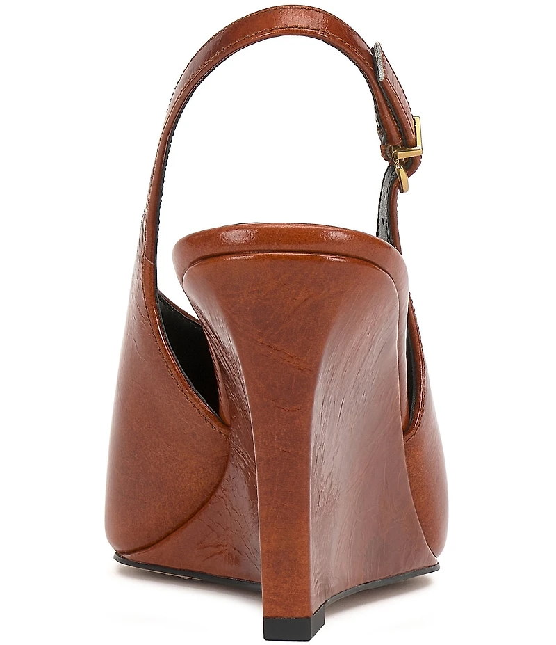 Vince Camuto Meristi Leather Pointed Toe Slingback Wedge Pumps