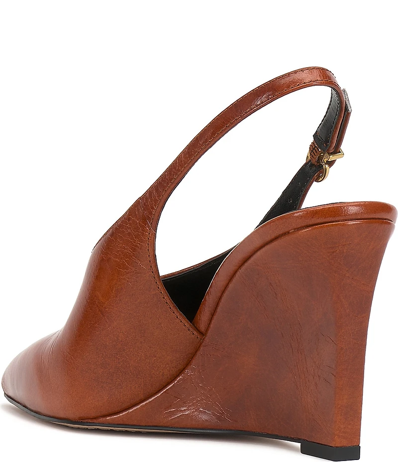 Vince Camuto Meristi Leather Pointed Toe Slingback Wedge Pumps