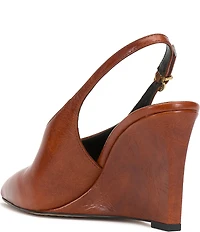 Vince Camuto Meristi Leather Pointed Toe Slingback Wedge Pumps