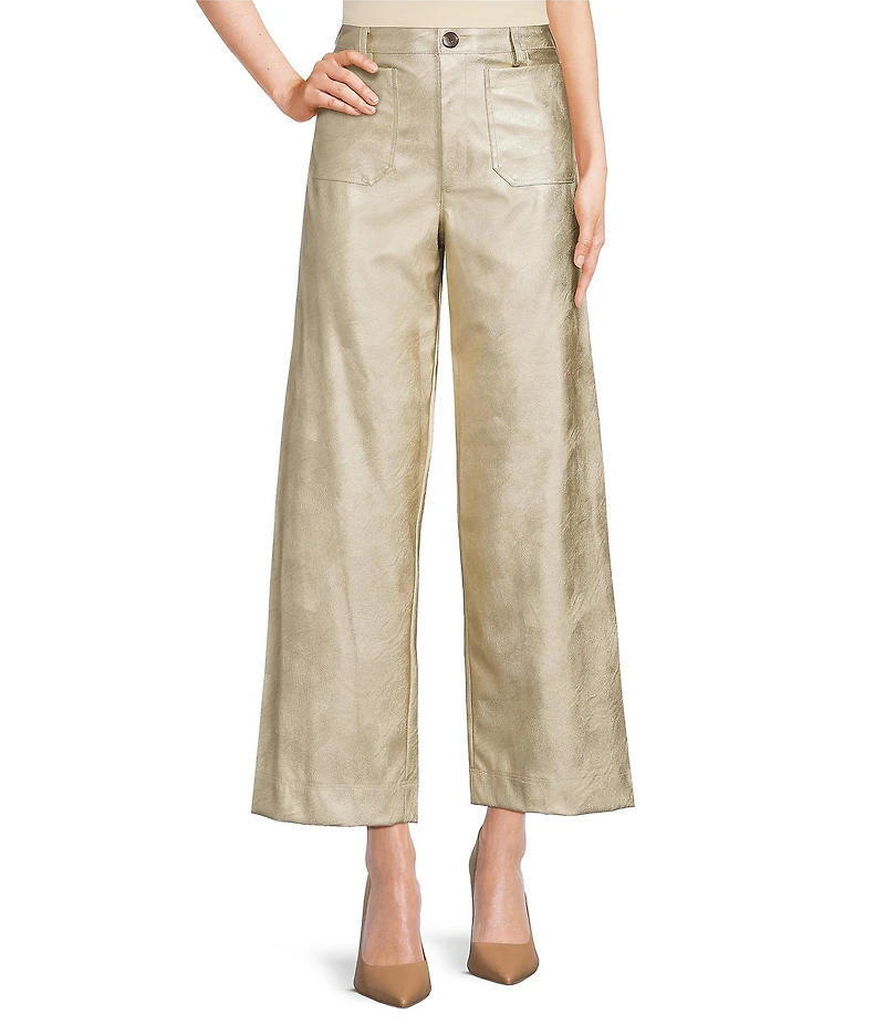 Vince Camuto Metallic Cropped Wide Leg Pants