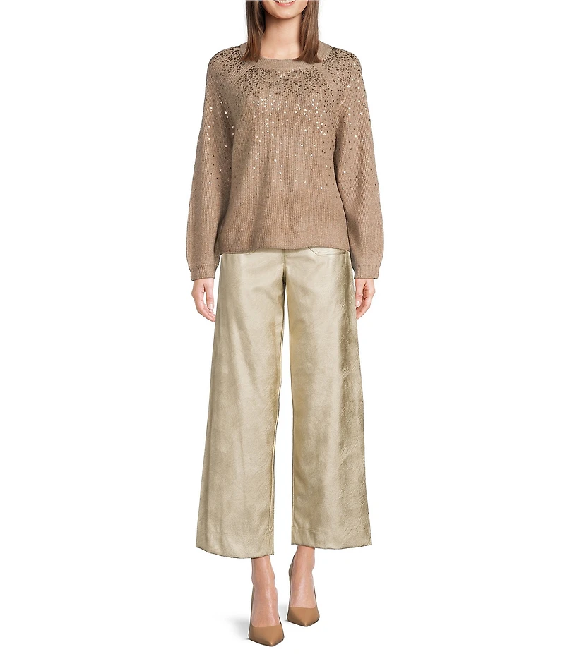 Vince Camuto Metallic Cropped Wide Leg Pants