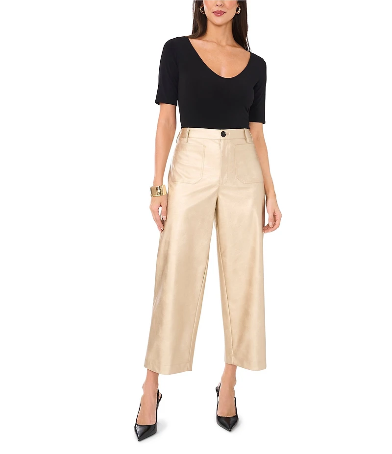 Vince Camuto Metallic Cropped Wide Leg Pants