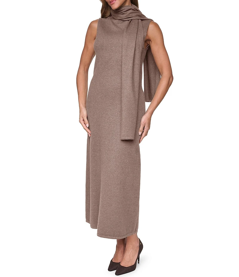 Vince Camuto Mock Neck Scarf Maxi Dress