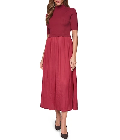 Vince Camuto Mock Neck Short Sleeve Dress