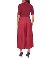 Vince Camuto Mock Neck Short Sleeve Dress