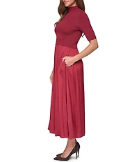 Vince Camuto Mock Neck Short Sleeve Dress