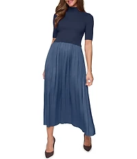 Vince Camuto Mock Neck Short Sleeve Dress