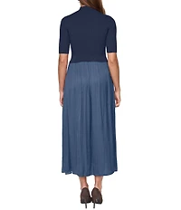 Vince Camuto Mock Neck Short Sleeve Dress