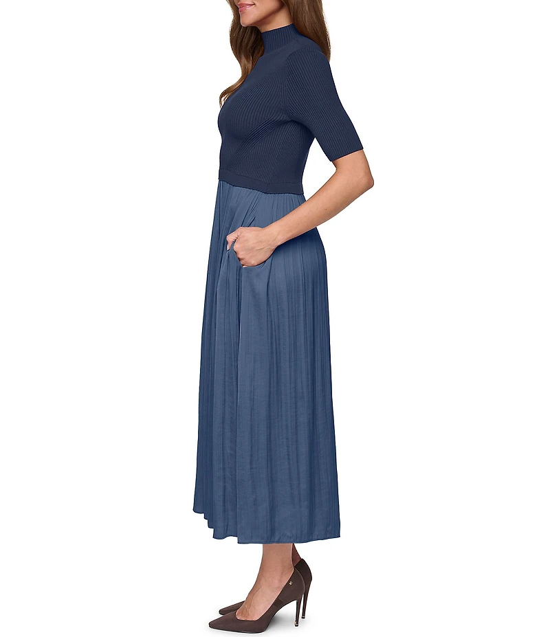 Vince Camuto Mock Neck Short Sleeve Dress