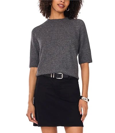 Vince Camuto Mock Neck Short Sleeve Sweater