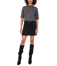 Vince Camuto Mock Neck Short Sleeve Sweater