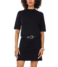 Vince Camuto Mock Neck Short Sleeve Sweater