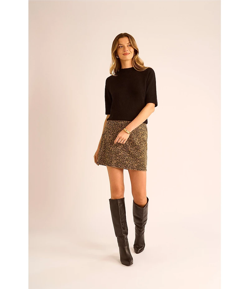 Vince Camuto Mock Neck Short Sleeve Sweater